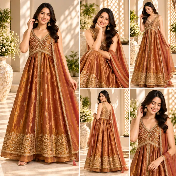 Orange_Rust_Georgette_Indo-Western_Plazo_Set_For_Women