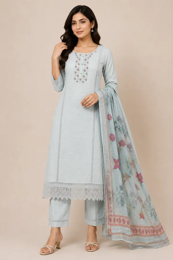 Blue_Cotton_Kurta_Set_For_Women