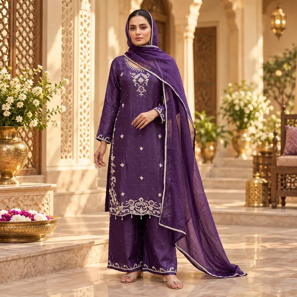 Purple_Hand-Work_Plazoo_Set_For_Women
