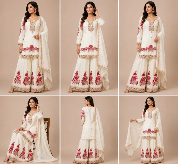 White_Georgette_Kurta_Set_For_Women