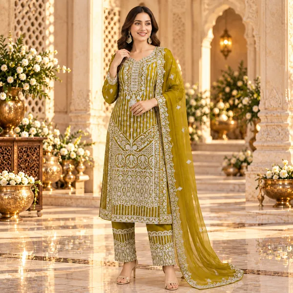 Green_Embroided_And_Stone_Work_Pant_Set_For_Women_