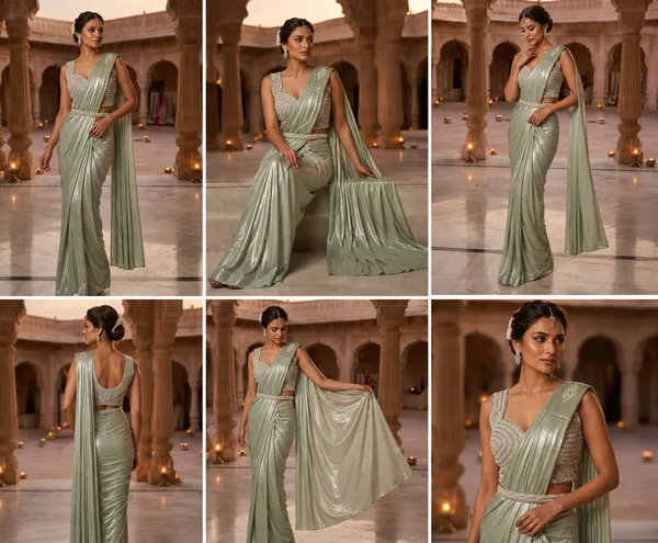 Pista_Green_Lycra_Saree_Blouse_And_Dupatta_For_women