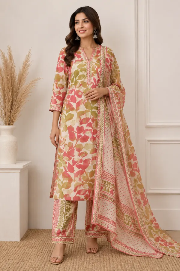 Multicolor_Cotton_Kurta_Set_For_Women