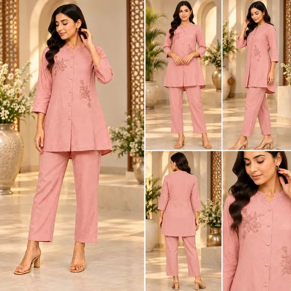 Pink_Liquid_Cotton_Co-Ord_Set_For_Women