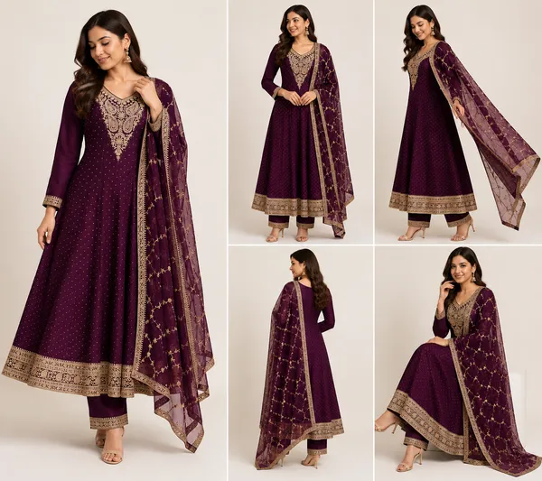 Wine_Cotton_Kurta_Set_For_Women