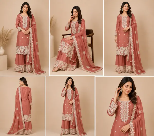 Rust_Soft_Silk_Kurta_Set_For_Women