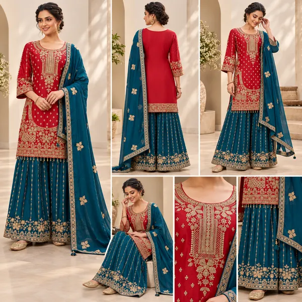 Burned_Orange_Zari_Work_Plazo__Set_For_Women
