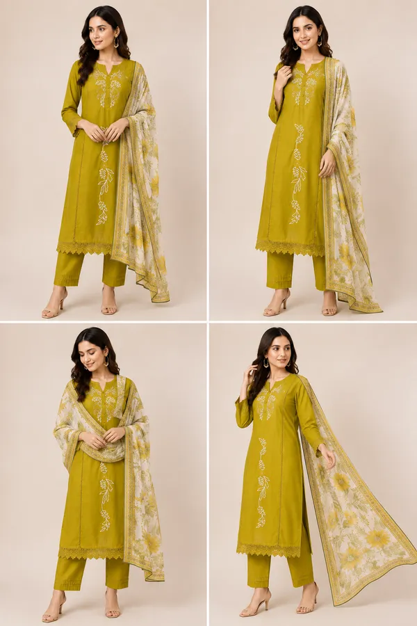 Green_Cotton_Kurta_Set_For_Women