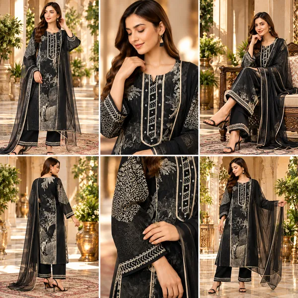Black_Soft_Organza_Kurta_Set_For_Women_