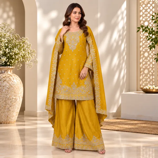 Yellow_Silk_Plazo_Set_For_Women
