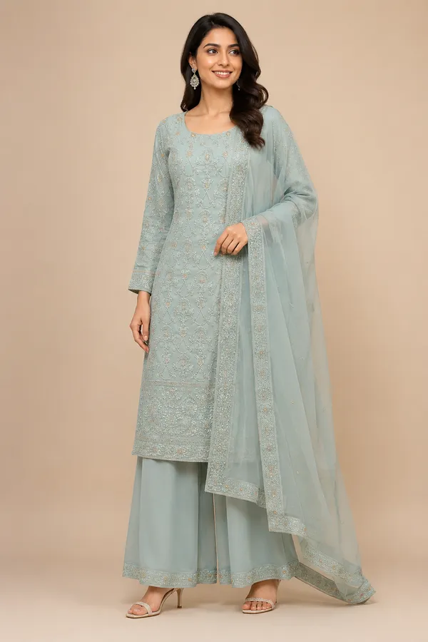 Sky_Blue_Georgette_Kurta_Set_For_Women