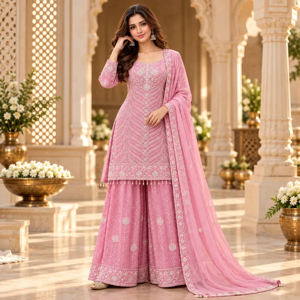 Pink_Georgette_Plazo_Set_For_Women