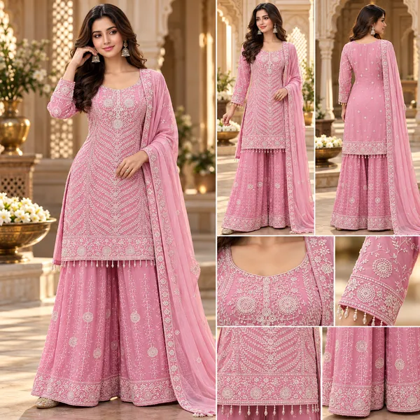 Pink_Georgette_Plazo_Set_For_Women