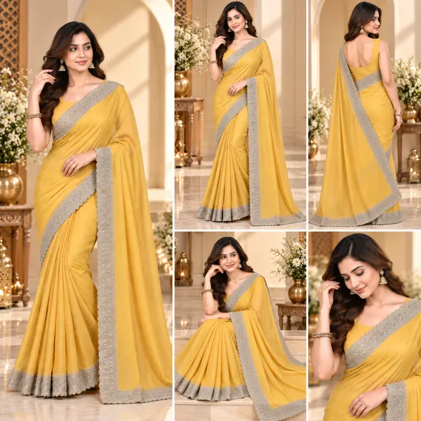 Yellow_Georgette_Saree_With_Blouse_Piece_For_women
