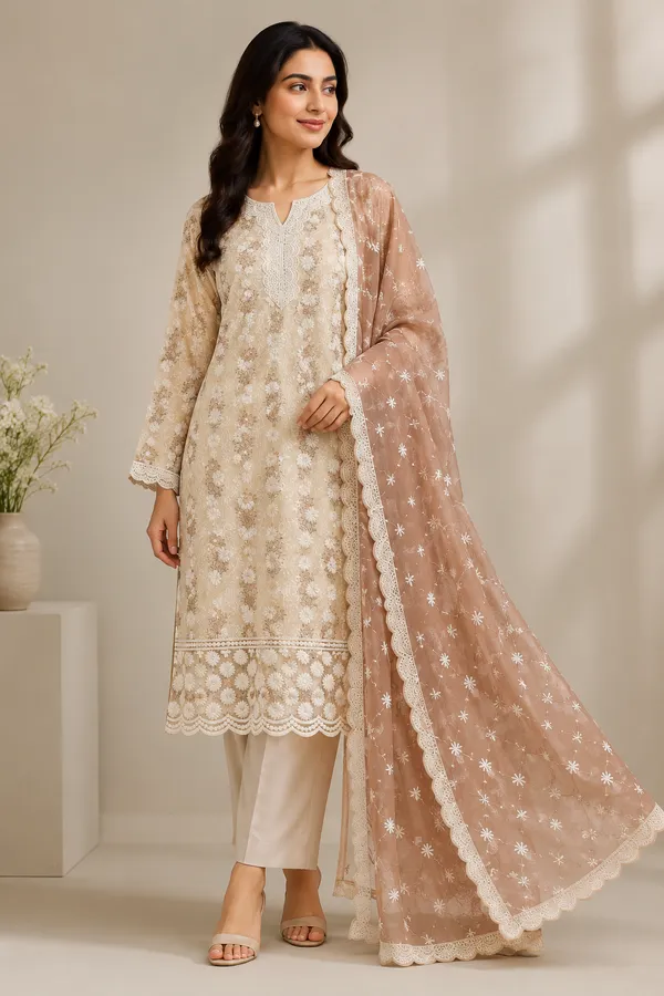 Cream_Cotton_Kurta_Set_For_Women