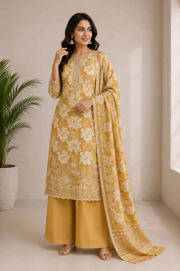 Mustard_Cotton_Unstitched_Kurta_Set_For_women