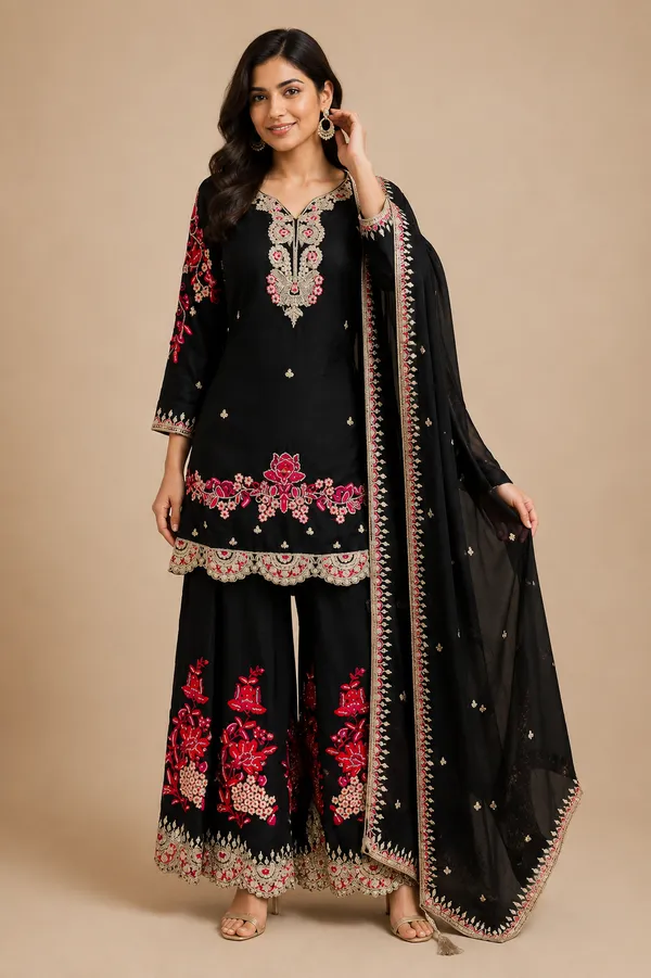 Black_Georgette_Kurta_Set_For_Women