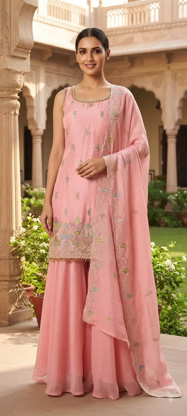 Baby_Pink_Georgette_Kurta_Set_For_Women