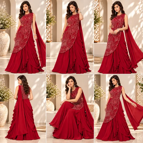 Red_Lehenga_Saree_For_Women