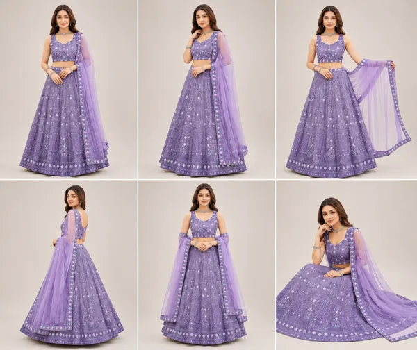 Lavender_Cotton_Lehenga_Blouse_And_Dupatta_For_Women