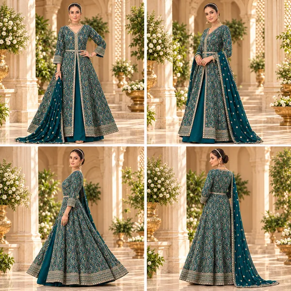 Rama_Green_Georgette_Indo-Western_Plazo__Set_For_Women
