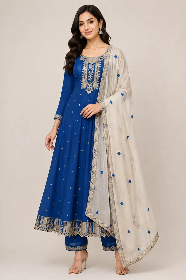 Royal_Blue_Cotton_Kurta_Set_For_Women