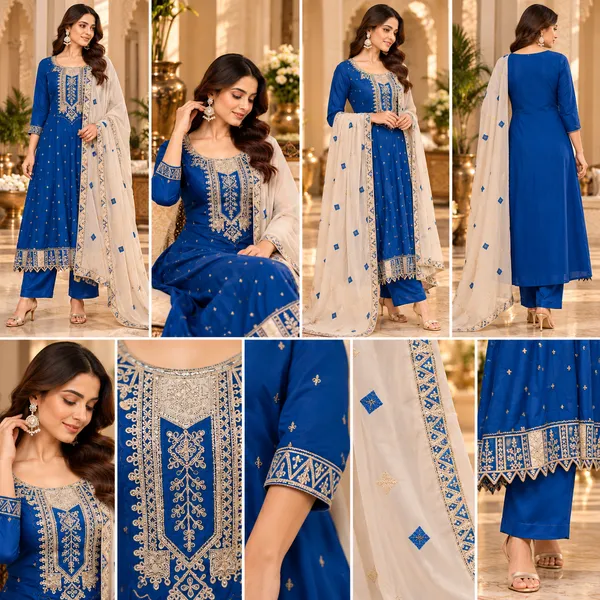 Royal_Blue_Contrast_Duppata__Anarkali_Set_For_Women