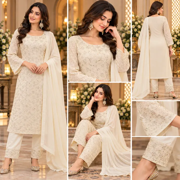 White_Lace_With_Stone_Work_Pant_Set_For_Women