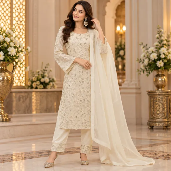 White_Lace_With_Stone_Work_Pant_Set_For_Women