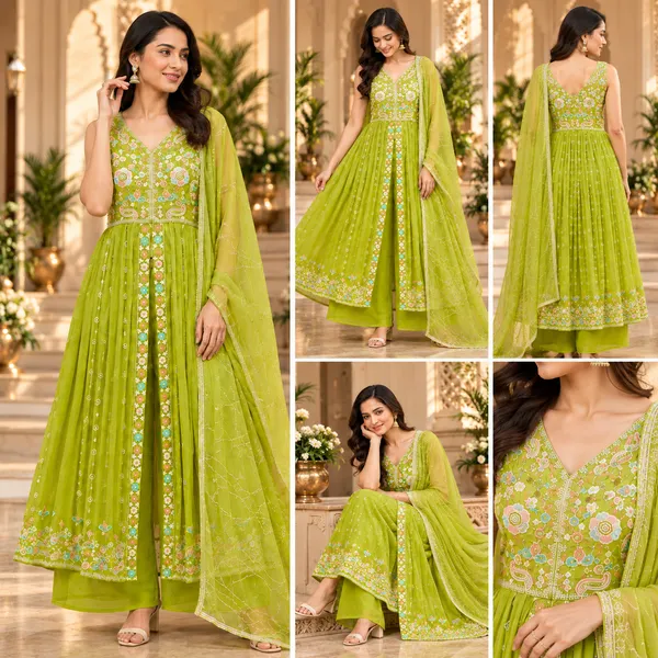 Green_Vichitra_Indo_Western_Plazo_Set_For_Women