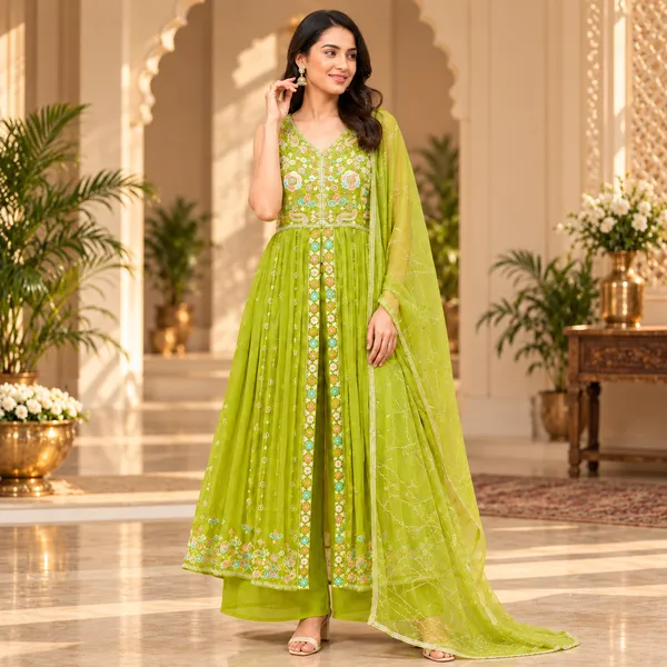 Green_Vichitra_Indo_Western_Plazo_Set_For_Women