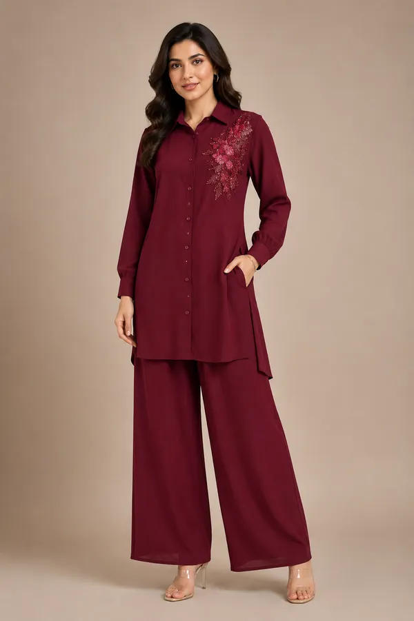 Marron_Cotton_Co-Ord_Set_For_Women