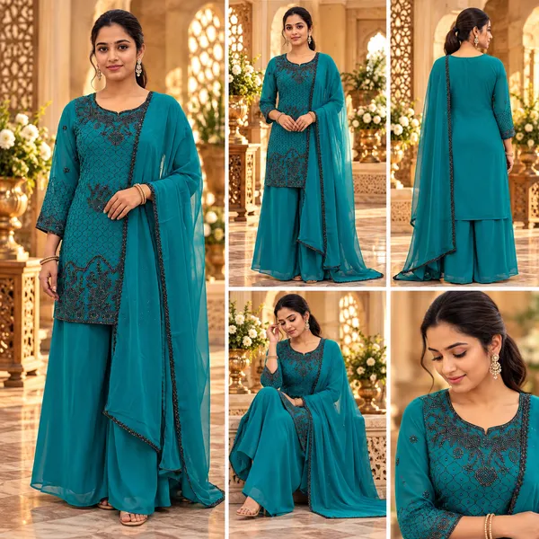 Green_And_Black_Georgette_Plazo_For_Women