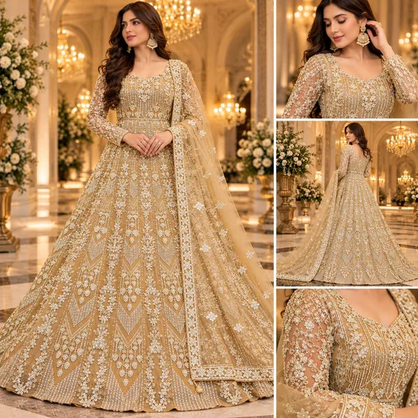 Gold_Bridal_Net_Gown_For_Women