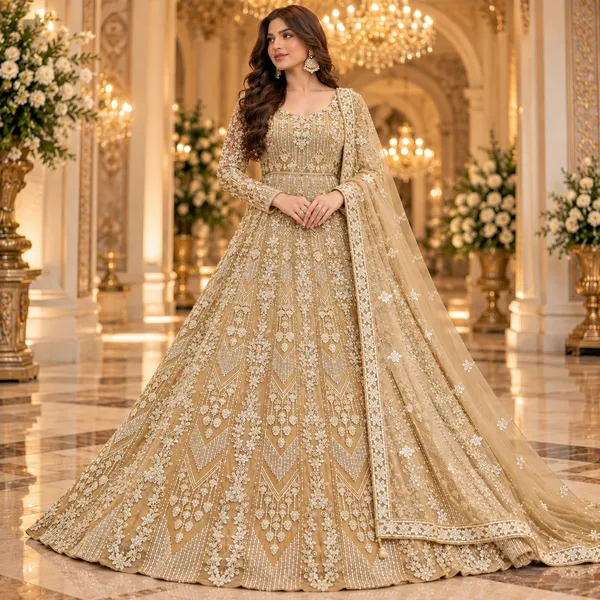 Gold_Bridal_Net_Gown_For_Women