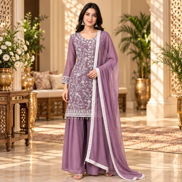 Lavender_Beats_Work__Georgette_Plazo_Set_For_Women