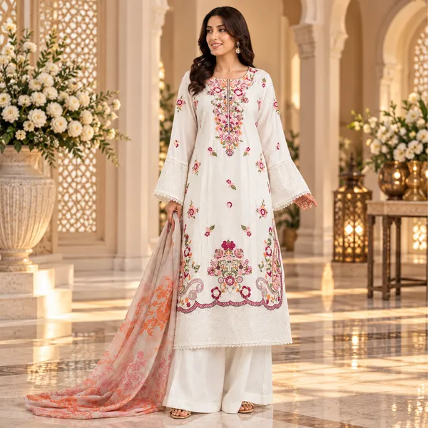 White_Rayon_Cotton_Kurta_Set_For_Women