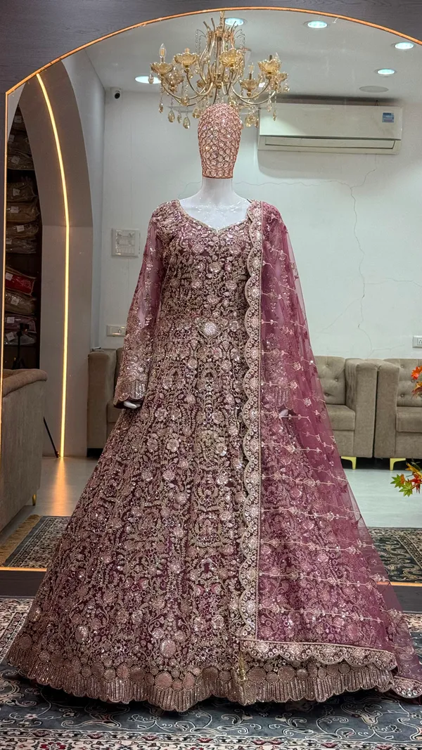 Rose_Lavender_Cotton_Gown_And_Dupatta_For_Women