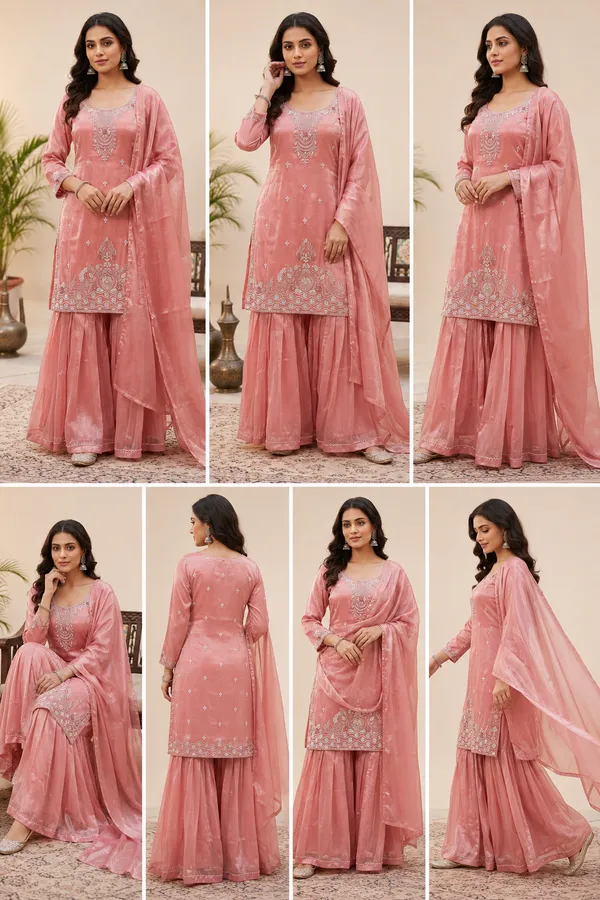 Pitch_Soft_Silk_Full_Hand_work__Kurta_Pant_Dupatta_Set_For_Women