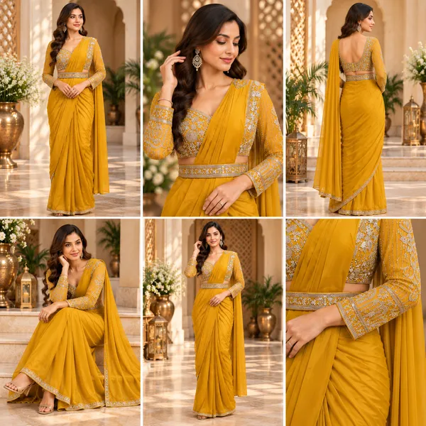 Yellow_Vichitra_Readymade_Saree_For_women