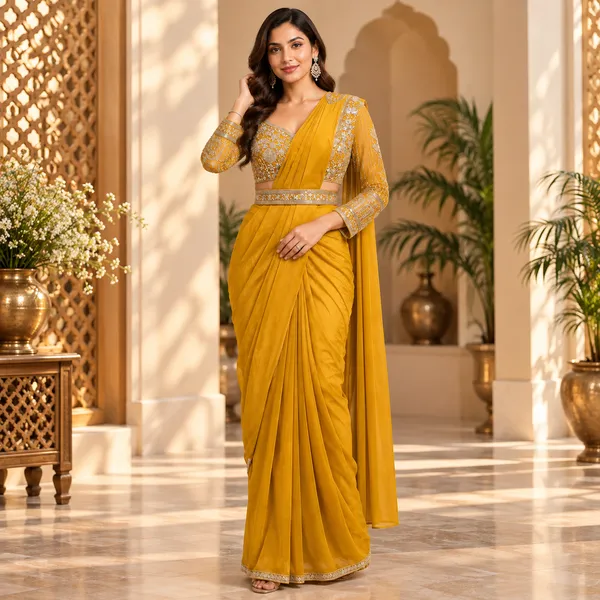 Yellow_Vichitra_Readymade_Saree_For_women