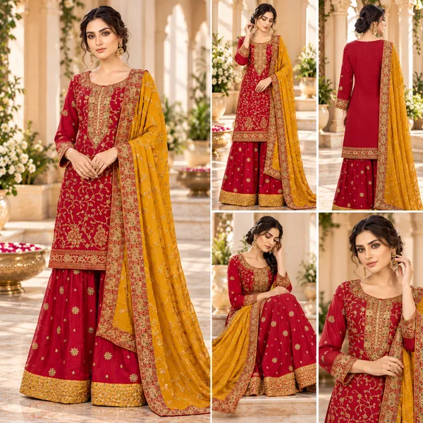 Rani_Pink_With_Yellow_Duppata_Gharara_Set__Set_For_Women