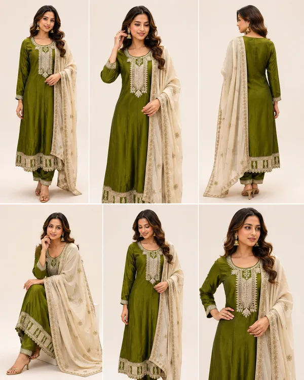 Mehendi_Green_Cotton_Kurta_Set_For_Women
