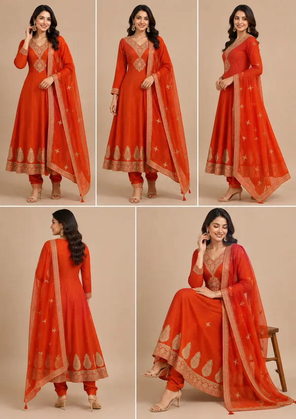 Burned_Orange_Cotton_Kurta_Set_For_Women