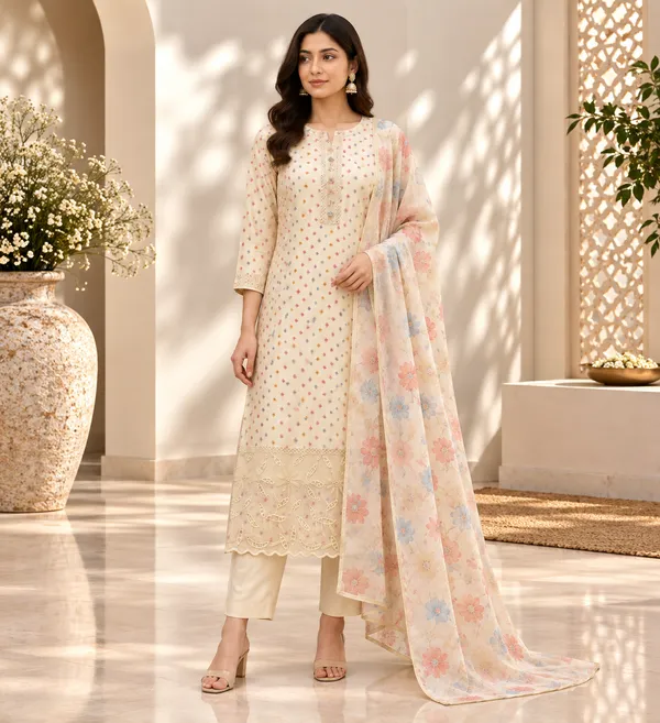 Cream_Cotton_Kurta_Set_For_Women
