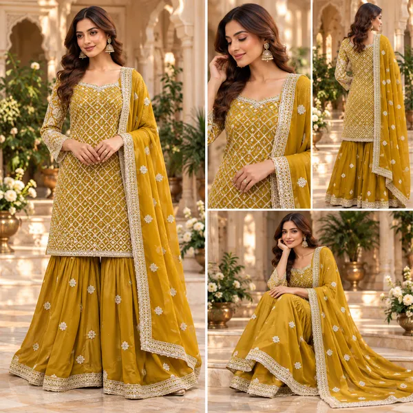 Yellow_Georgette_Gharara_Set_For_Women