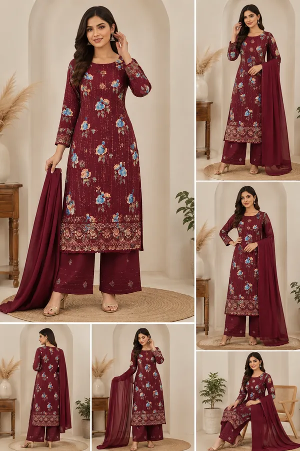 Maroon_Cotton_Unstitched_Kurta_Set_For_women