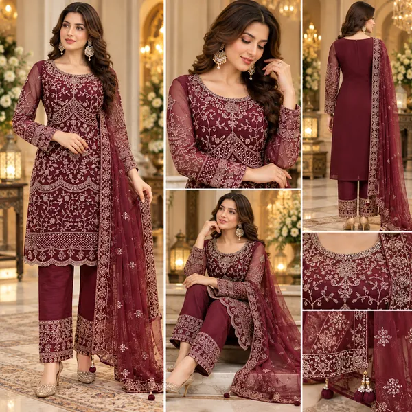 Marron_Machine_Embroded_And_Beats_Pant_Set_For_Women