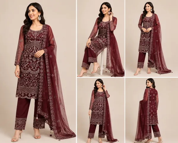 Marron_Net_Kurta_Set_For_Women