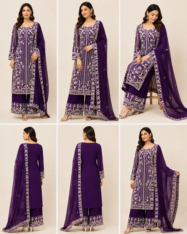 Wine_Net_Georgette_Kurta_Set_For_Women